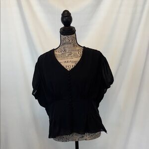 Chadwicks Elegant Black V-Neck Blouse